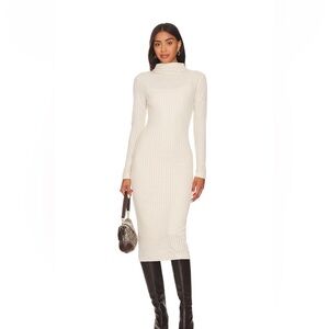Cream long sleeve midi dress
